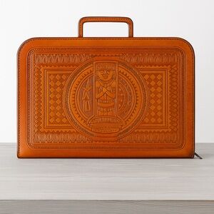 1960s hand tooled, Mexican leather attaché portfolio briefcase